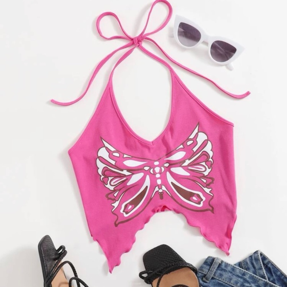 💗 Y2k pink butterfly top 💗